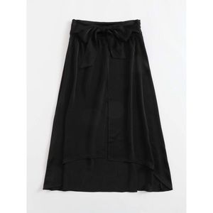 SHEIN Tie Front Asymmetrical Black Maxi Skirt